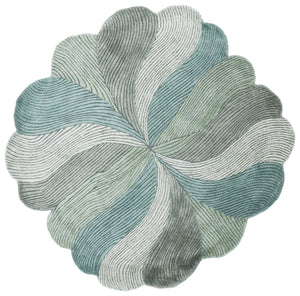 Safavieh Fifth Avn: Hand-Tufted Round Area Rug In Calming Green Beige Palette, Low-Profile Luxe Comfort 5'-0" x 5'-0" FTV855Y-5R