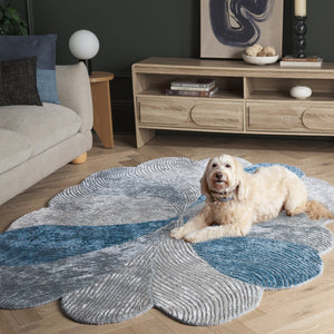 Safavieh Fifth Hand-Tufted Oval Rug In Grey-Blue Blend — Low-Profile 3/8" Pile, Viscose-Wool-Cotton Sheen And Soft Texture 6'-0" x 9'-0" FTV856F-6OV