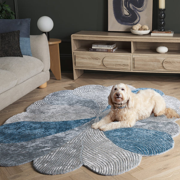 Safavieh Fifth Hand-Tufted Oval Rug In Grey-Blue Blend — Low-Profile 3/8" Pile, Viscose-Wool-Cotton Sheen And Soft Texture 6'-0" x 9'-0" FTV856F-6OV