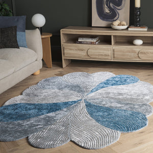 Safavieh Fifth Hand-Tufted Oval Rug In Grey-Blue Blend — Low-Profile 3/8" Pile, Viscose-Wool-Cotton Sheen And Soft Texture 6'-0" x 9'-0" FTV856F-6OV