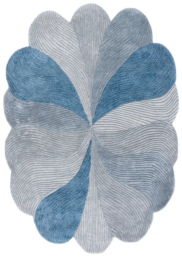 Safavieh Fifth Hand-Tufted Oval Rug In Grey-Blue Blend — Low-Profile 3/8" Pile, Viscose-Wool-Cotton Sheen And Soft Texture 6'-0" x 9'-0" FTV856F-6OV