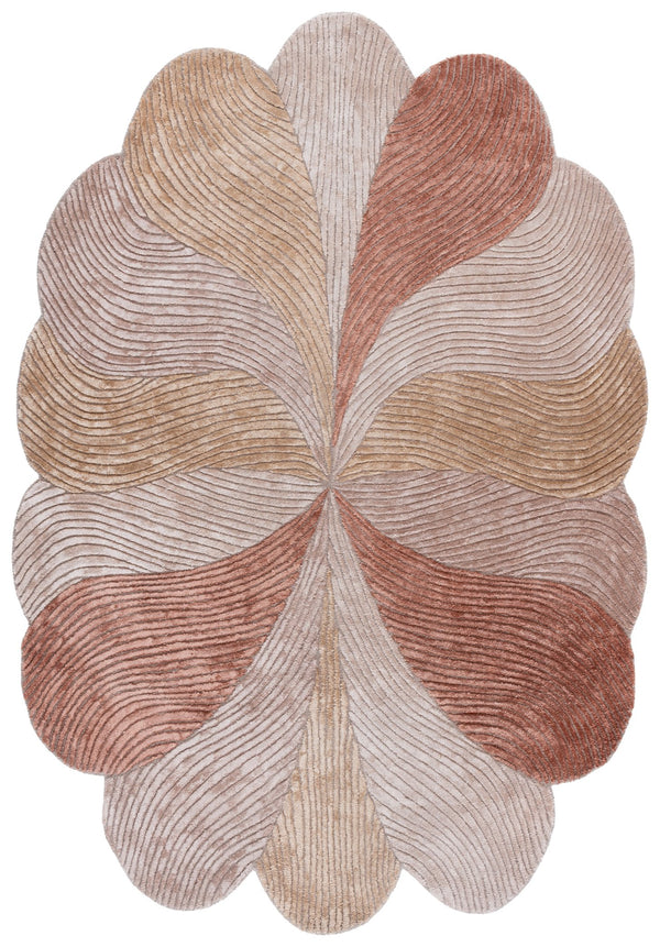 Safavieh Fifth Hand‑Tufted Oval Rug 5X8 Rust Beige — Low‑Pile Wool‑Viscose Blend, Artisanal Cozy Modern Elegance FTV856P-5OV