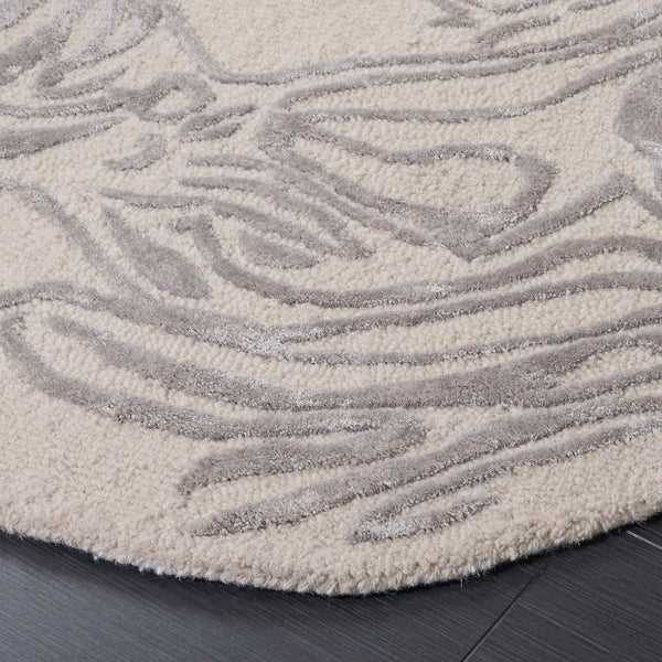 Safavieh Fifth Hand-Tufted Ivory Grey Area Rug — Compact Low-Pile Viscose Wool Blend For Modern Spaces 5'-0" x 5'-0" FTV857A-55S