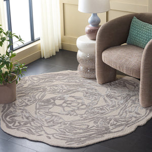 Safavieh Fifth Hand-Tufted Ivory Grey Area Rug — Compact Low-Pile Viscose Wool Blend For Modern Spaces 5'-0" x 5'-0" FTV857A-55S