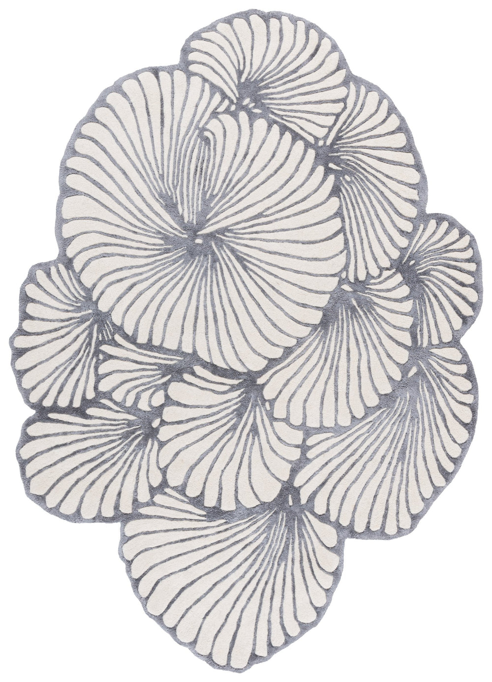 Safavieh Fifth Hand‑Tufted Ivory Charcoal Area Rug — Subtle Floral Motif, Viscose Wool Blend, Low Pile Elegance 6'-0" x 9'-0" FTV858A-69S