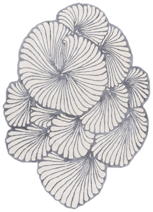 Safavieh Fifth Hand‑Tufted Ivory Charcoal Area Rug — Subtle Floral Motif, Viscose Wool Blend, Low Pile Elegance 6'-0" x 9'-0" FTV858A-69S