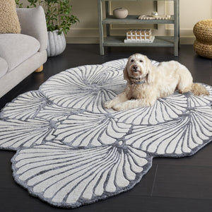 Safavieh Fifth Luxurious Hand-Tufted Ivory Charcoal Area Rug — Modern Floral-Inspired Texture, Soft Sheen And Durability 4'-3" x 6'-7" FTV858A-46S