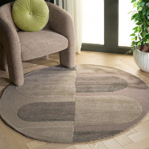 Safavieh Fifth Hand-Tufted Round Rug In Beige And Green — Low-Profile Pile, Artisanal Wool-Viscose Blend Accenting Cozy Spaces 3'-0" x 3'-0" FTV860B-3R
