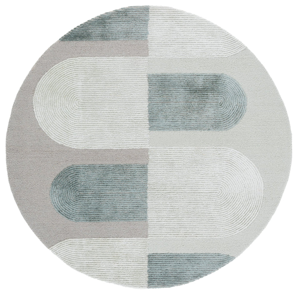 Safavieh Fifth Hand-Tufted Round Rug In Beige And Green — Low-Profile Pile, Artisanal Wool-Viscose Blend Accenting Cozy Spaces 3'-0" x 3'-0" FTV860B-3R