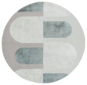 Safavieh Fifth Hand-Tufted Round Rug In Beige And Green — Low-Profile Pile, Artisanal Wool-Viscose Blend Accenting Cozy Spaces 3'-0" x 3'-0" FTV860B-3R