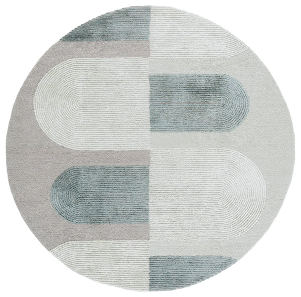 Safavieh Fifth Hand-Tufted Round Rug In Beige And Green — Low-Profile Pile, Artisanal Wool-Viscose Blend Accenting Cozy Spaces 3'-0" x 3'-0" FTV860B-3R