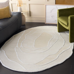Safavieh Fifth Hand-Tufted 950A Oval Ivory Beige Rug — Wool-Cotton- Viscose Blend, Plush 5/8" Pile For Timeless Warmth And Soft Texture 8'-0" x 10'-0" FTV950A-8OV
