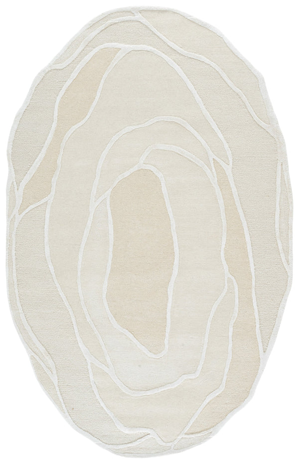 Safavieh Fifth Hand-Tufted 950A Oval Ivory Beige Rug — Wool-Cotton- Viscose Blend, Plush 5/8" Pile For Timeless Warmth And Soft Texture 8'-0" x 10'-0" FTV950A-8OV