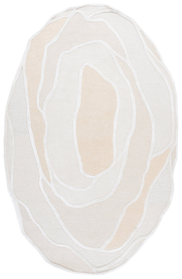 Safavieh Fifth Hand-Tufted 950A Oval Ivory Beige Rug — Wool-Cotton- Viscose Blend, Plush 5/8" Pile For Timeless Warmth And Soft Texture 8'-0" x 10'-0" FTV950A-8OV