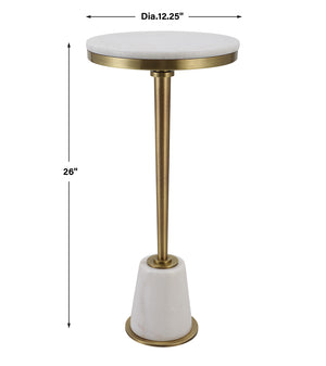 Uttermost Edifice White Marble Drink Table 25177 STEEL AND MARBLE