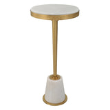 Uttermost Edifice White Marble Drink Table 25177 STEEL AND MARBLE