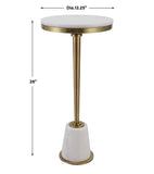 Uttermost Edifice White Marble Drink Table 25177 STEEL AND MARBLE