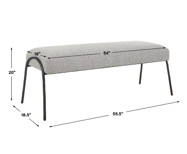 Uttermost Jacobsen Modern Gray Bench 23685 FABRIC,FOAM, PLYWOOD,IRON