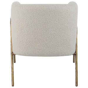 Uttermost Jacobsen Off White Shearling Accent Chair 23686 FABRIC,FOAM, PLYWOOD,IRON