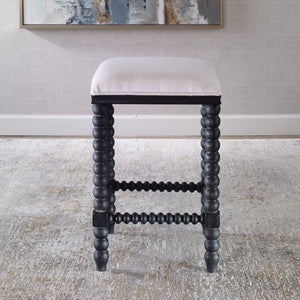 Uttermost Pryce Black Backless Counter Stool 23684 RUBBER WOOD，PLYWOOD，FABRIC，FOAM，HARDWARD