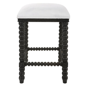Uttermost Pryce Black Backless Counter Stool 23684 RUBBER WOOD，PLYWOOD，FABRIC，FOAM，HARDWARD
