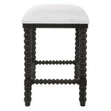 Uttermost Pryce Black Backless Counter Stool 23684 RUBBER WOOD，PLYWOOD，FABRIC，FOAM，HARDWARD