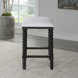 Uttermost Pryce Black Backless Counter Stool 23684 RUBBER WOOD，PLYWOOD，FABRIC，FOAM，HARDWARD