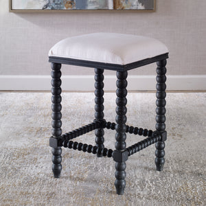 Uttermost Pryce Black Backless Counter Stool 23684 RUBBER WOOD，PLYWOOD，FABRIC，FOAM，HARDWARD