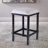 Uttermost Pryce Black Backless Counter Stool 23684 RUBBER WOOD，PLYWOOD，FABRIC，FOAM，HARDWARD