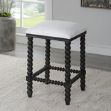 Uttermost Pryce Black Backless Counter Stool 23684 RUBBER WOOD，PLYWOOD，FABRIC，FOAM，HARDWARD