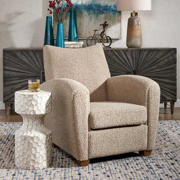 Uttermost Teddy Latte Accent Chair 23694 RUBBER WOOD，PLYWOOD，FABRIC，FOAM，HARDWARE
