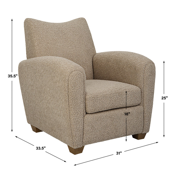 Uttermost Teddy Latte Accent Chair 23694 RUBBER WOOD，PLYWOOD，FABRIC，FOAM，HARDWARE