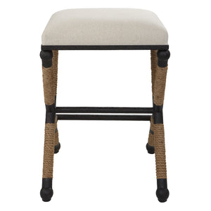 Uttermost Firth Rustic Oatmeal Counter Stool 23709 MDF, FARBIC, IRON,FOAM,ROPE