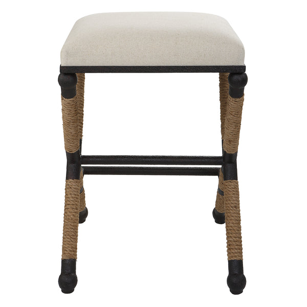 Uttermost Firth Rustic Oatmeal Counter Stool 23709 MDF, FARBIC, IRON,FOAM,ROPE