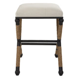 Uttermost Firth Rustic Oatmeal Counter Stool 23709 MDF, FARBIC, IRON,FOAM,ROPE