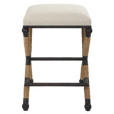 Uttermost Firth Rustic Oatmeal Counter Stool 23709 MDF, FARBIC, IRON,FOAM,ROPE