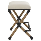 Uttermost Firth Rustic Oatmeal Counter Stool 23709 MDF, FARBIC, IRON,FOAM,ROPE