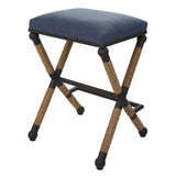 Uttermost Firth Rustic Navy Counter Stool 23710 MDF, FARBIC, IRON,FOAM,ROPE