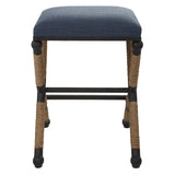 Uttermost Firth Rustic Navy Counter Stool 23710 MDF, FARBIC, IRON,FOAM,ROPE