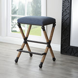 Uttermost Firth Rustic Navy Counter Stool 23710 MDF, FARBIC, IRON,FOAM,ROPE