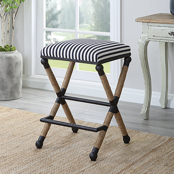 Uttermost Braddock Backless Counter Stool 23711 MDF, FARBIC, IRON,FOAM,ROPE