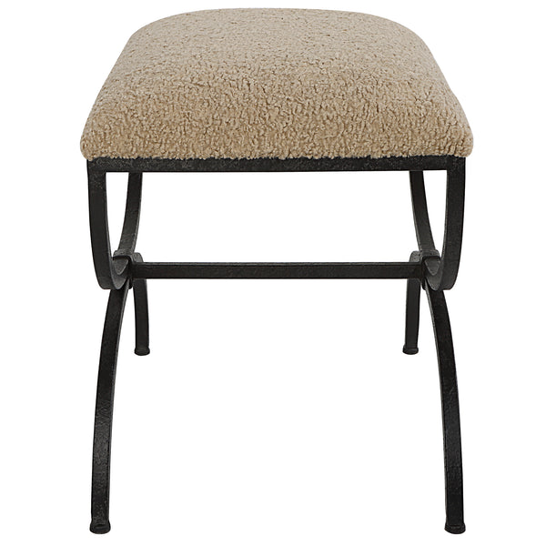 Uttermost Hacienda Plush Latte Small Bench 23699 Iron,MDF,Foam,Fabric