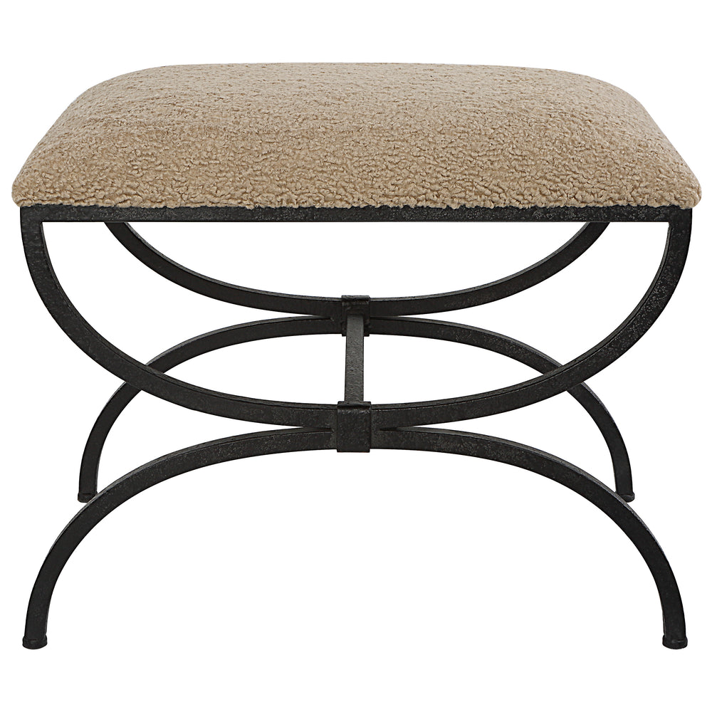 Uttermost Hacienda Plush Latte Small Bench 23699 Iron,MDF,Foam,Fabric