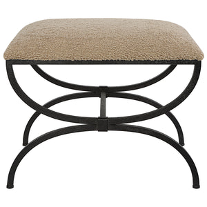 Uttermost Hacienda Plush Latte Small Bench 23699 Iron,MDF,Foam,Fabric
