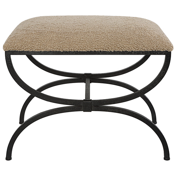 Uttermost Hacienda Plush Latte Small Bench 23699 Iron,MDF,Foam,Fabric