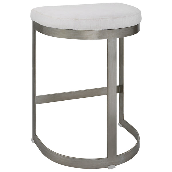 Uttermost Ivanna Backless Silver Counter Stool 23687 Metal&MDF&Cushion