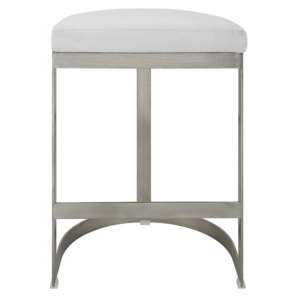 Uttermost Ivanna Backless Silver Counter Stool 23687 Metal&MDF&Cushion