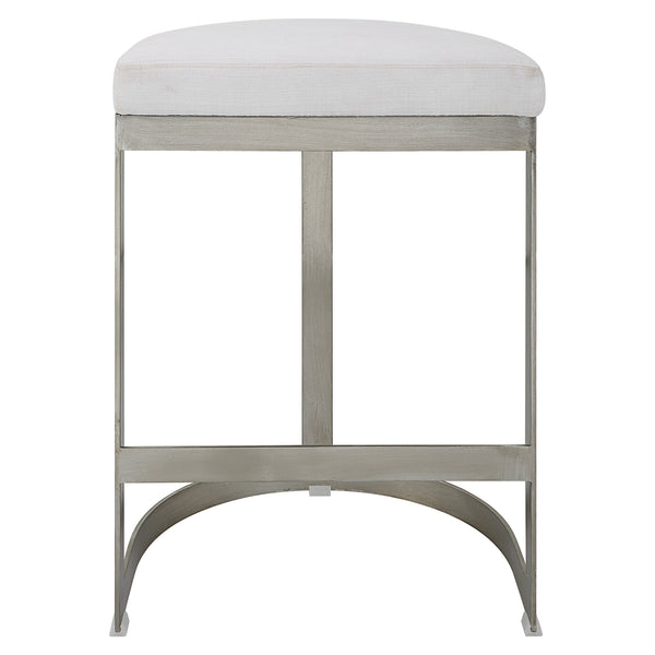 Uttermost Ivanna Backless Silver Counter Stool 23687 Metal&MDF&Cushion