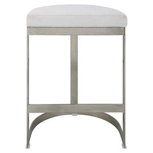 Uttermost Ivanna Backless Silver Counter Stool 23687 Metal&MDF&Cushion