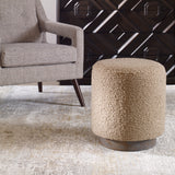 Uttermost Avila Latte Round Ottoman 23714 PLYWOOD,FABRIC,FOAM,OAKWOOD